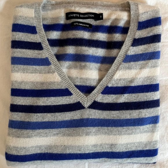 100% Ultra Soft Cashmere Striped Sweater::Galeries Lafayette - Picture 5 of 5